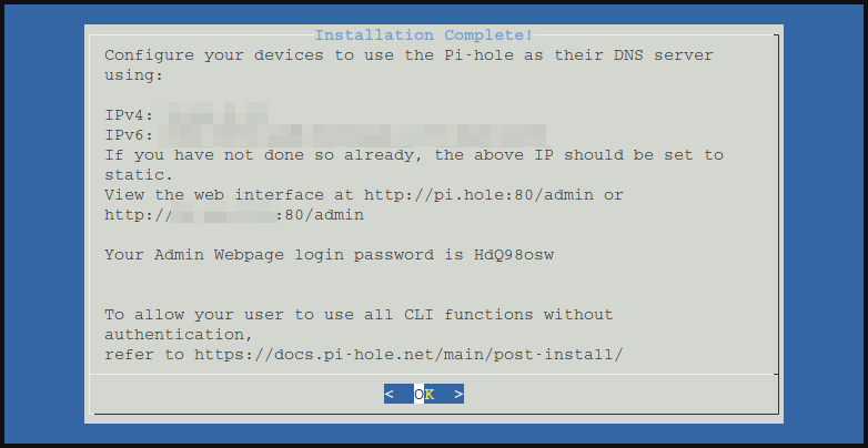 Pi-Hole admin details